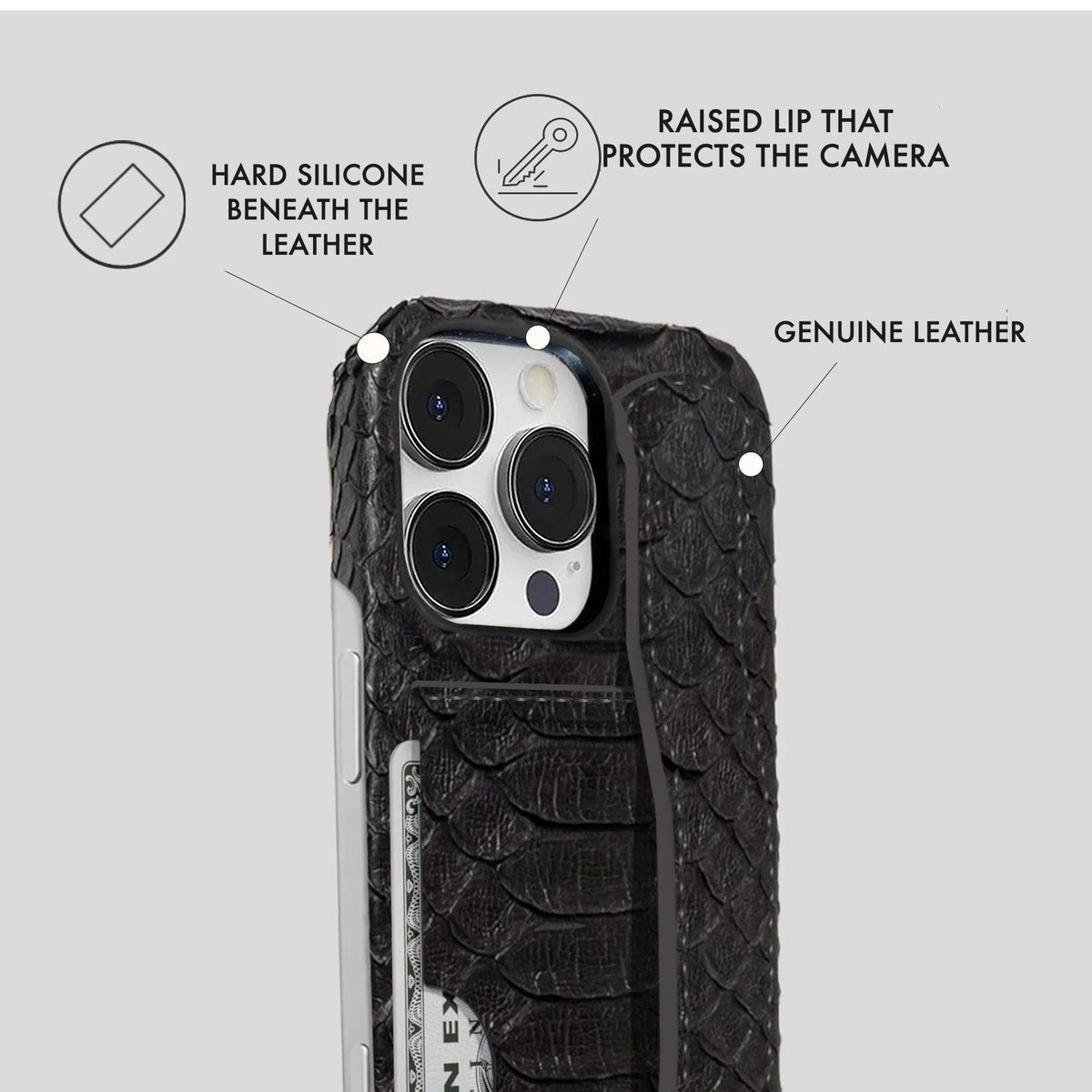 iPhone 16 Pro Leather Case — Piton Handle Cardholder