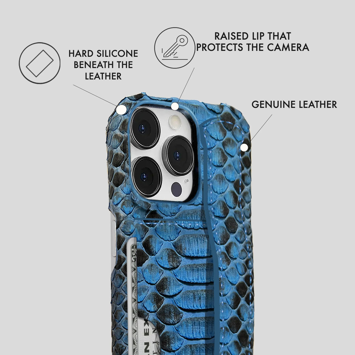 iPhone 13 Pro Leather Case — Piton Handle Cardholder
