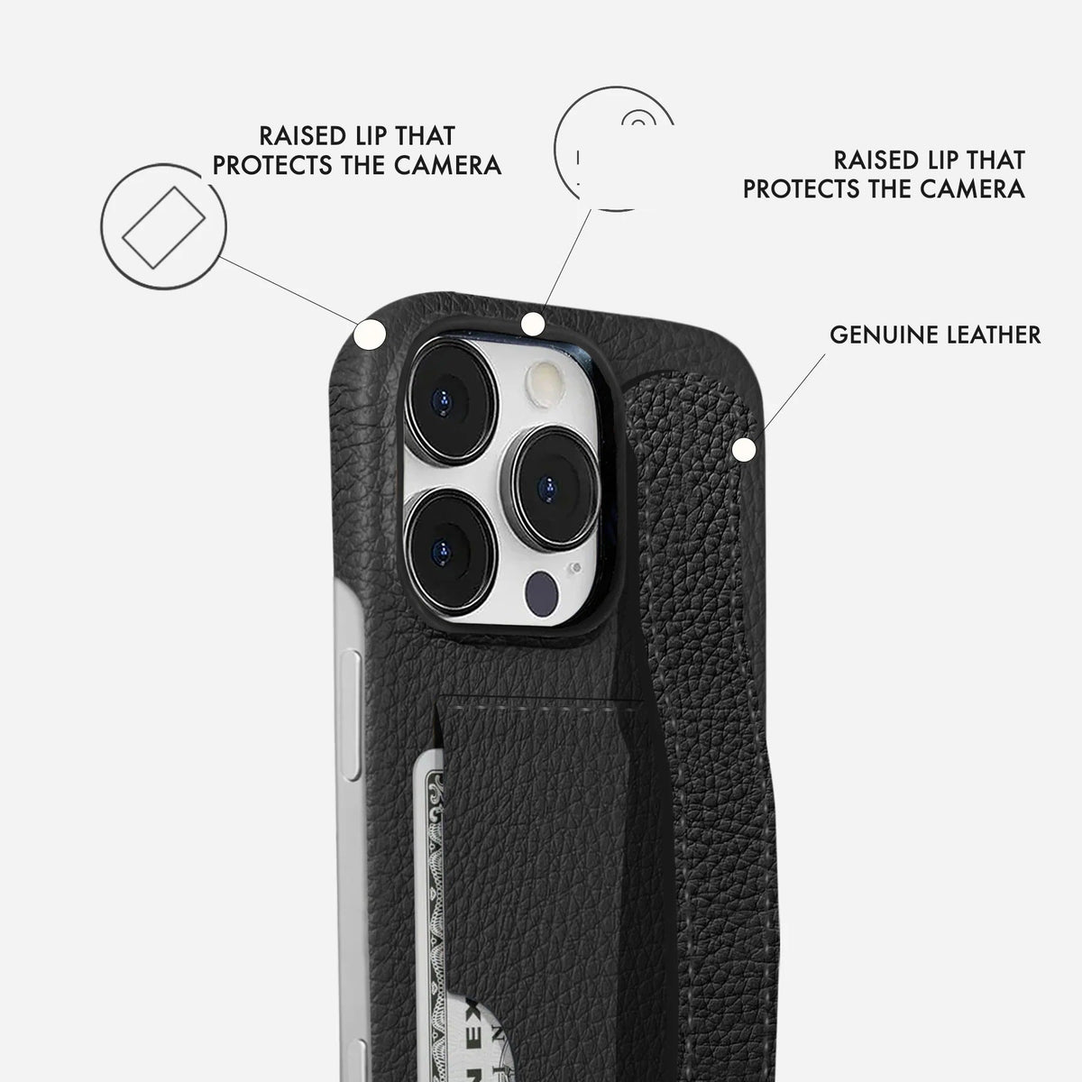 iPhone 15 Pro Leather Case — Ashe Handle Cardholder