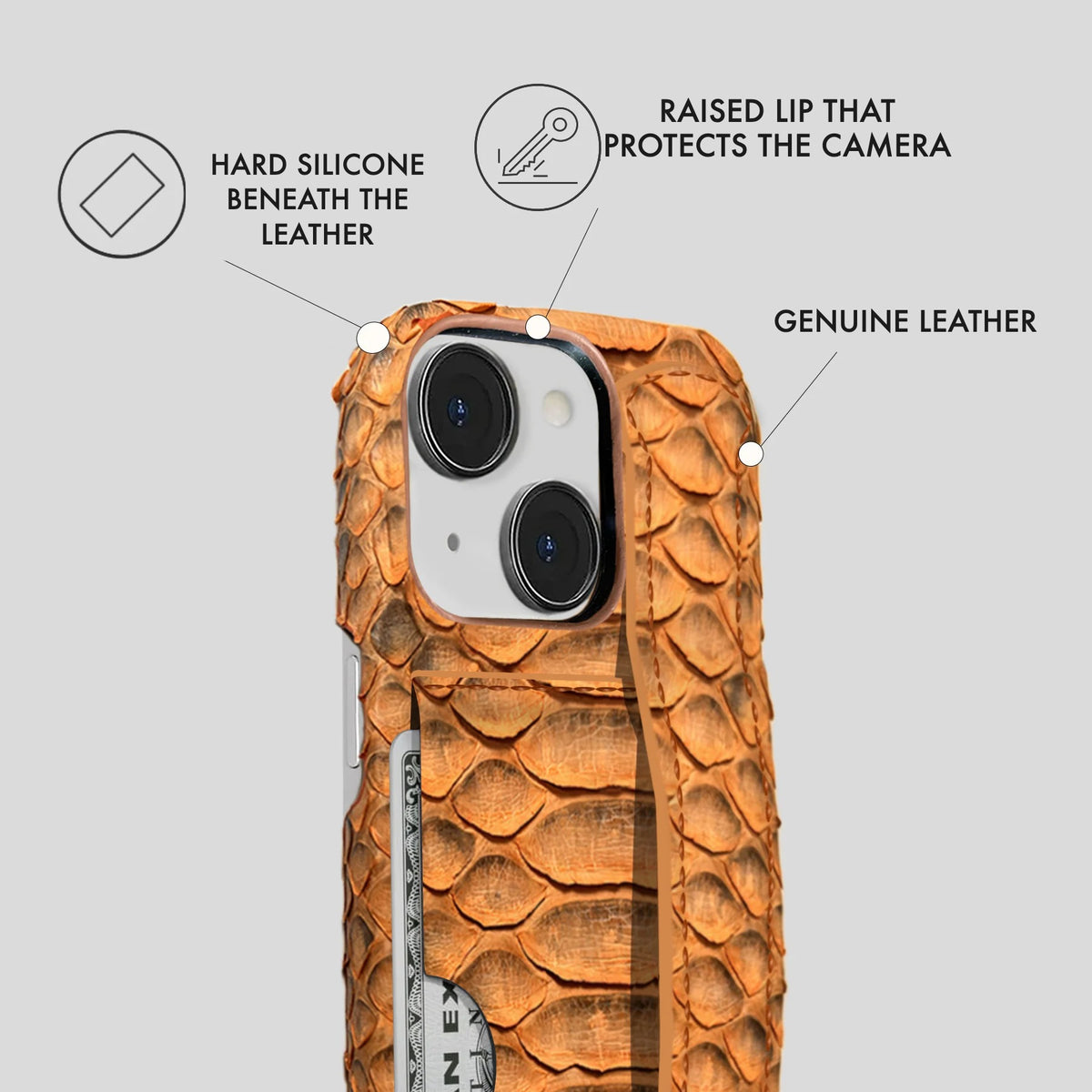 iPhone 14 Plus Leather Case — Piton Handle Cardholder