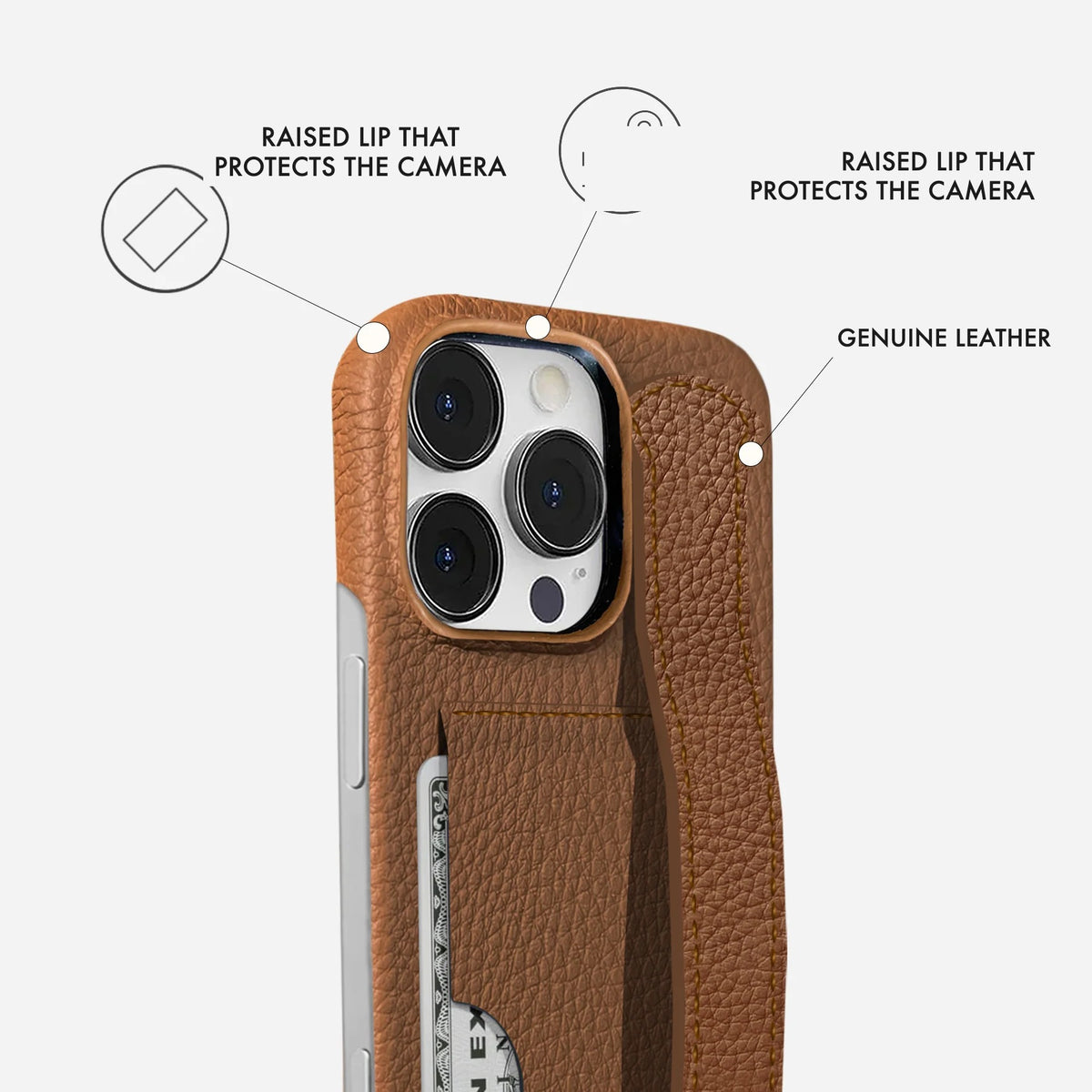 iPhone 16 Pro Leather Case — Ashe Handle Cardholder