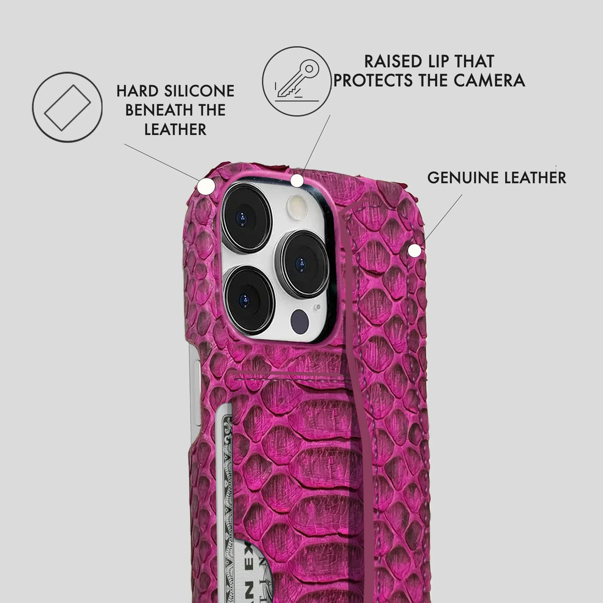 iPhone 13 Pro Leather Case — Piton Handle Cardholder