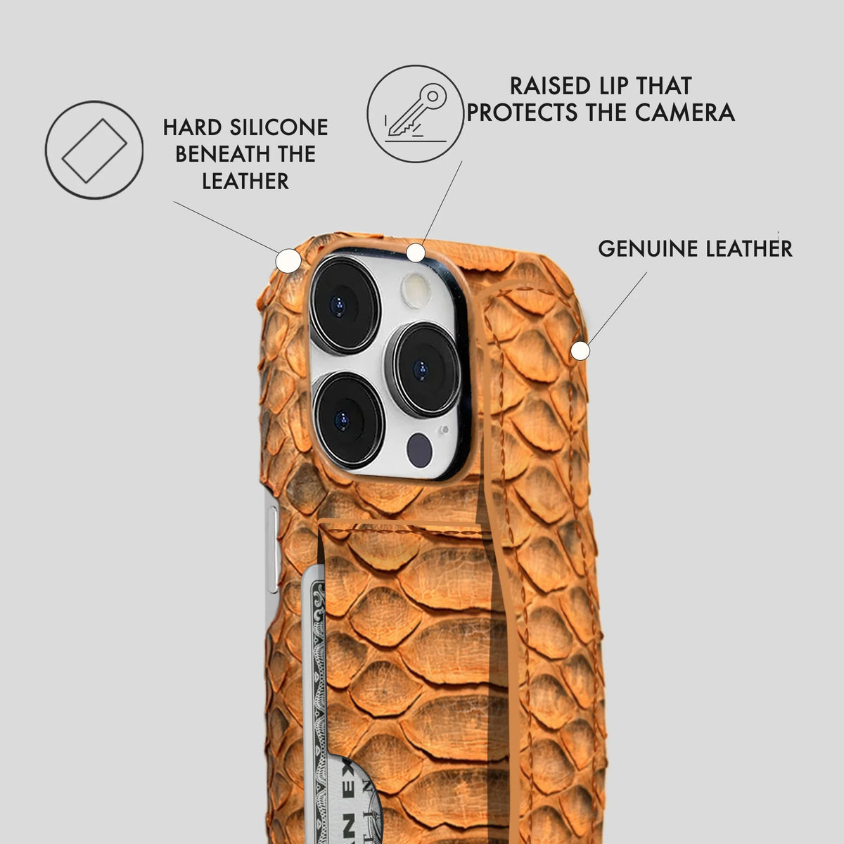 iPhone 13 Pro Leather Case — Piton Handle Cardholder