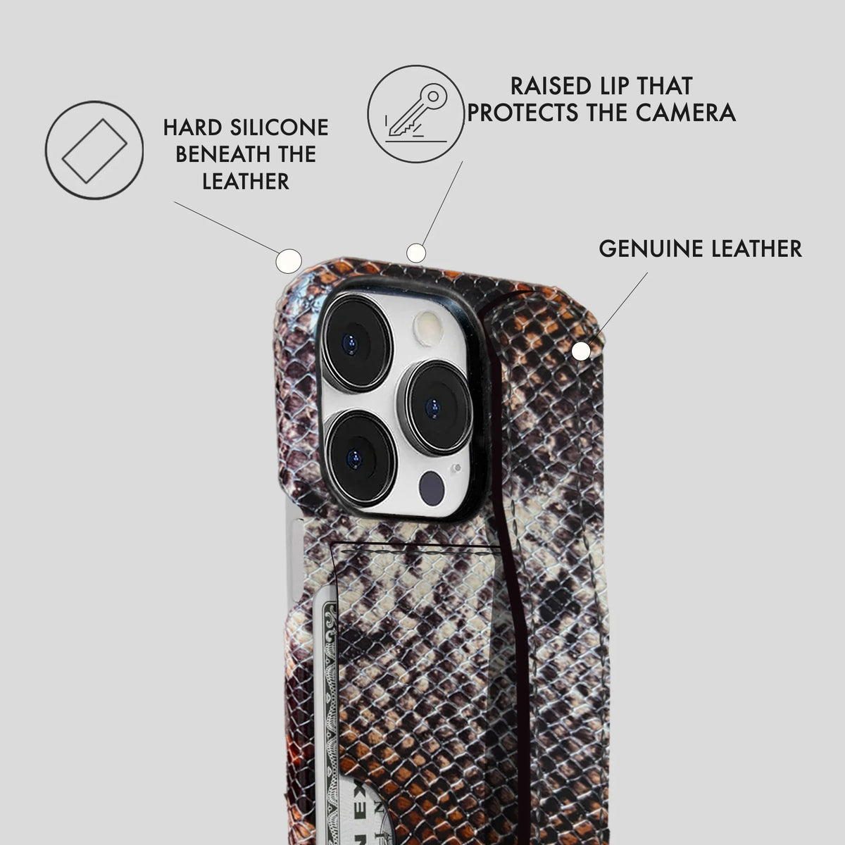 iPhone 13 Pro Max Leather Case — Elise Handle Cardholder