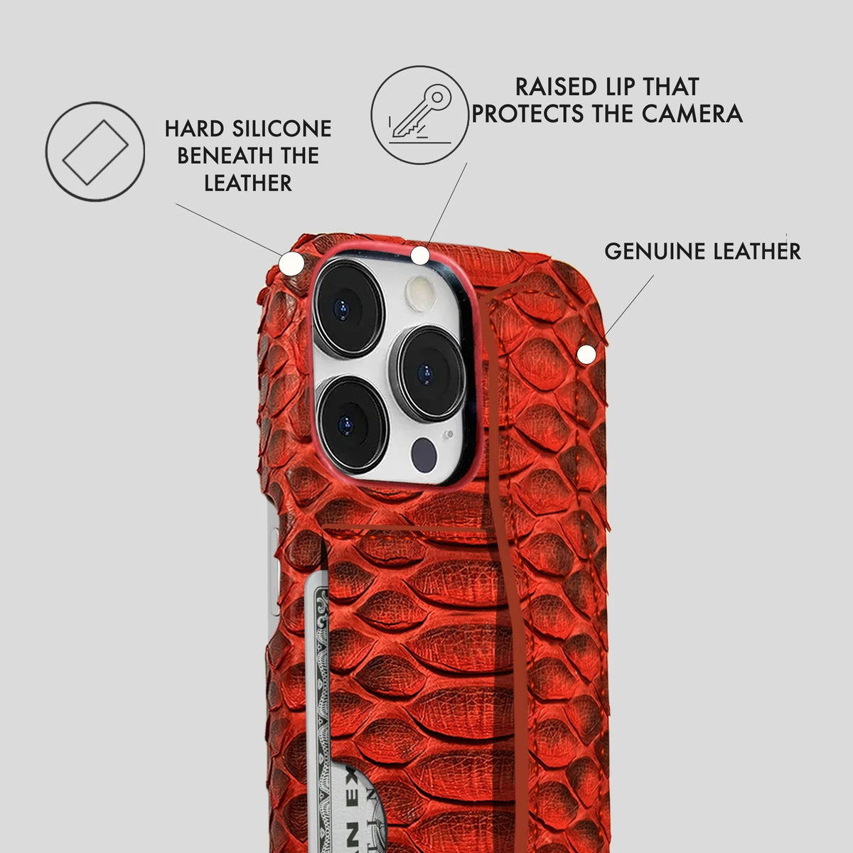 iPhone 13 Pro Leather Case — Piton Handle Cardholder