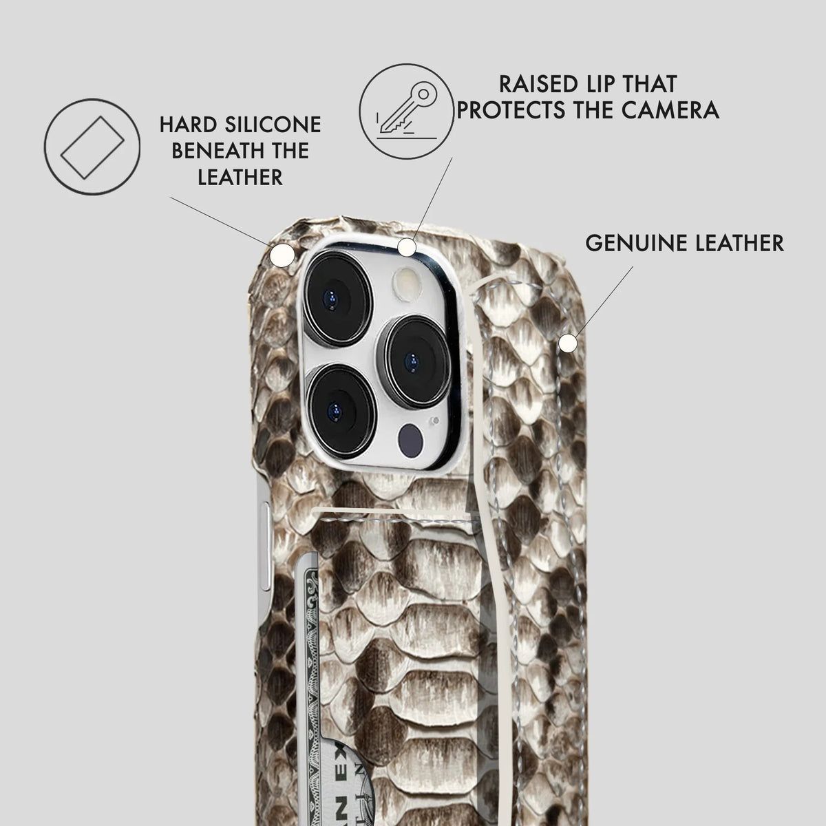 iPhone 13 Pro Leather Case — Piton Handle Cardholder