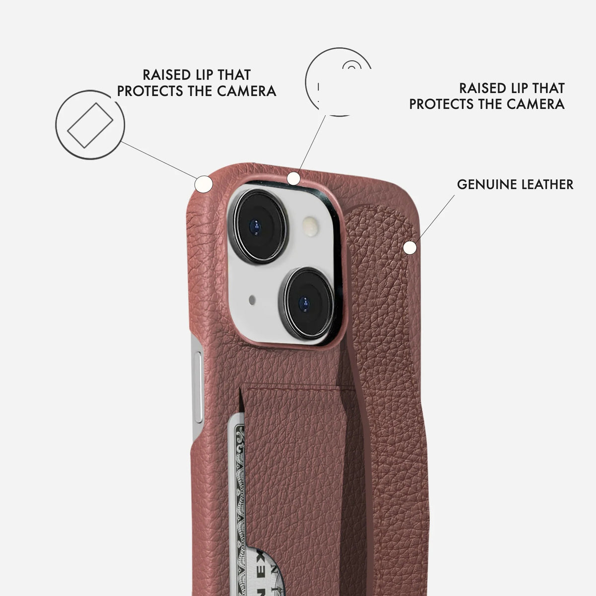 iPhone 15 Leather Case — Ashe Handle Cardholder