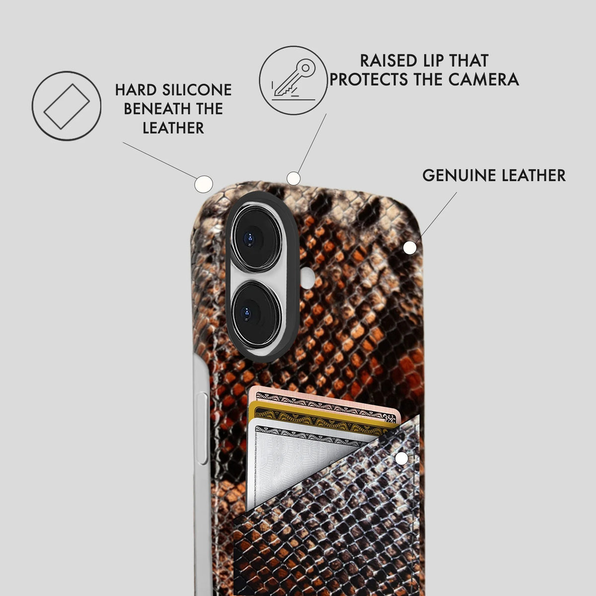 iPhone 16 Plus Leather Case — Elise Cardholder