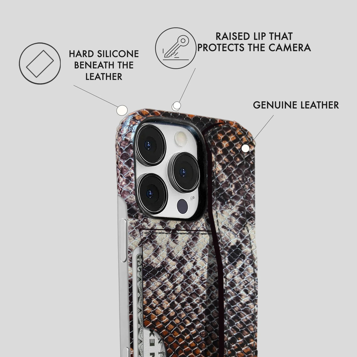 iPhone 16 Pro Leather Case — Elise Handle Cardholder