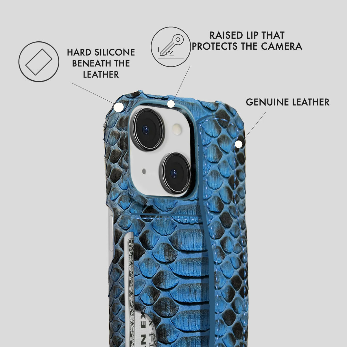 iPhone 14 Plus Leather Case — Piton Handle Cardholder