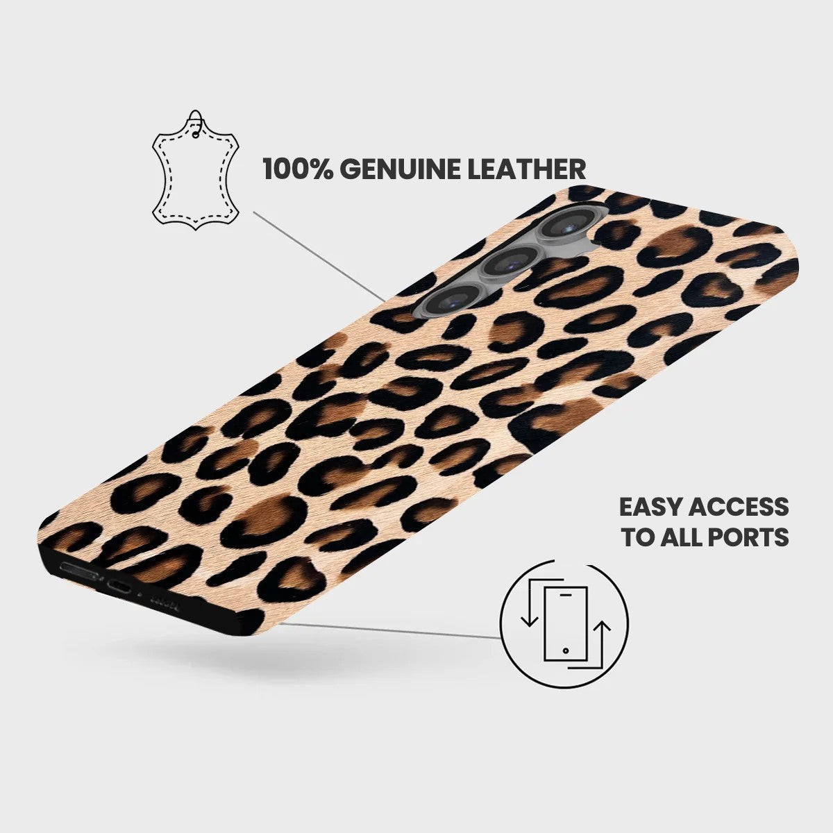 Galaxy S25 FE Leather Case — Leopard
