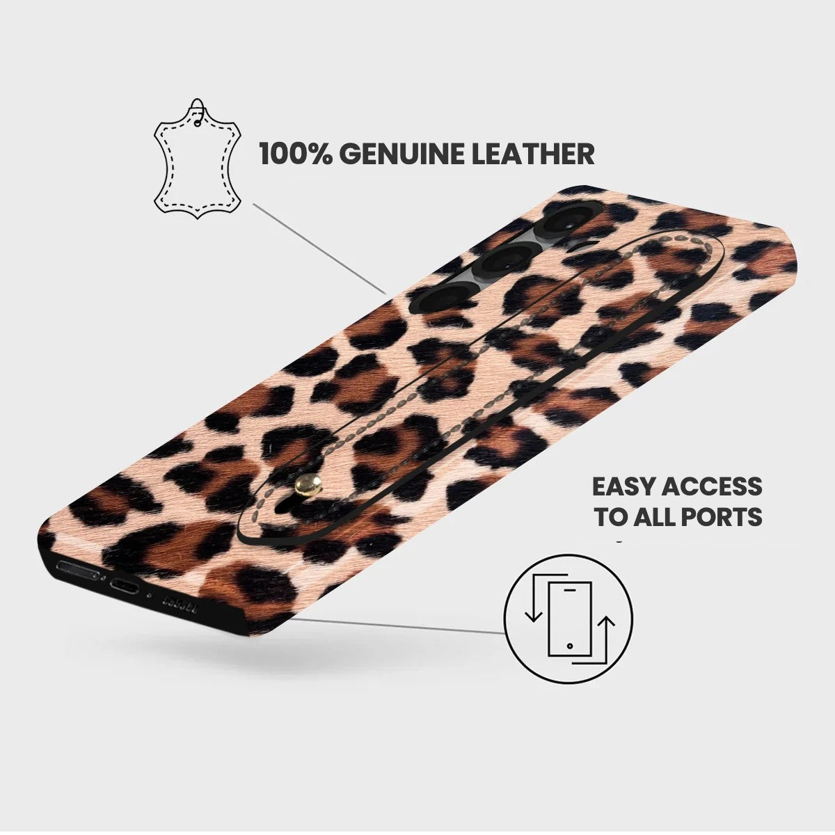 Galaxy S25 Plus Leather Case — Leopard Handle