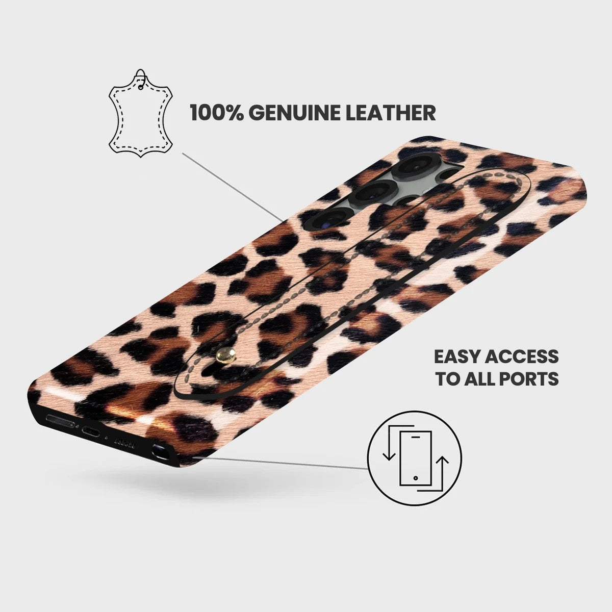 Galaxy S25 Ultra Leather Case — Leopard Handle