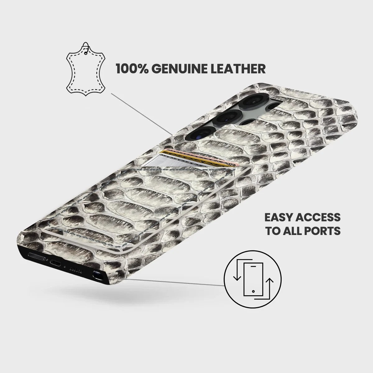 Galaxy S26 Ultra Leather Case — Piton Cardholder