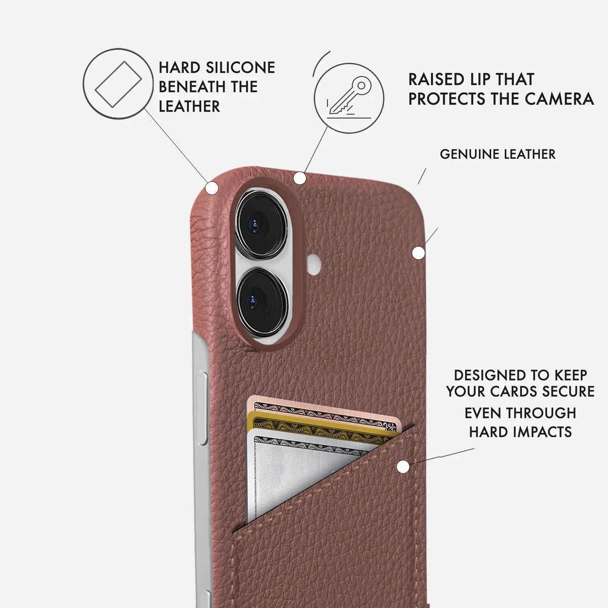 iPhone 16 Plus Leather Case — Ashe Cardholder