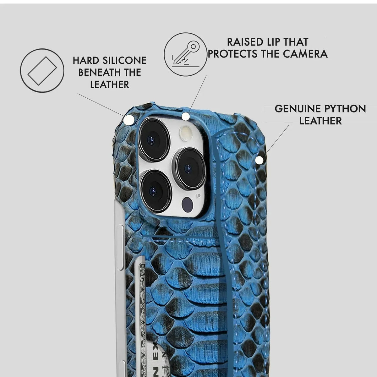 iPhone 16 Pro Max Python Leather Case — Python Handle Cardholder