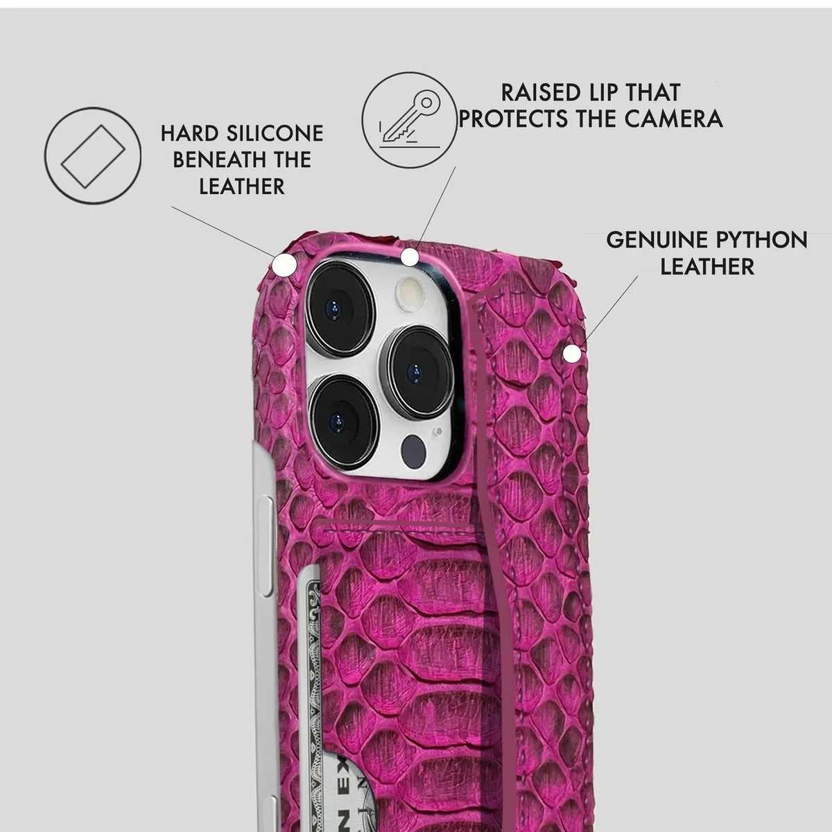 iPhone 16 Pro Python Leather Case — Python Handle Cardholder