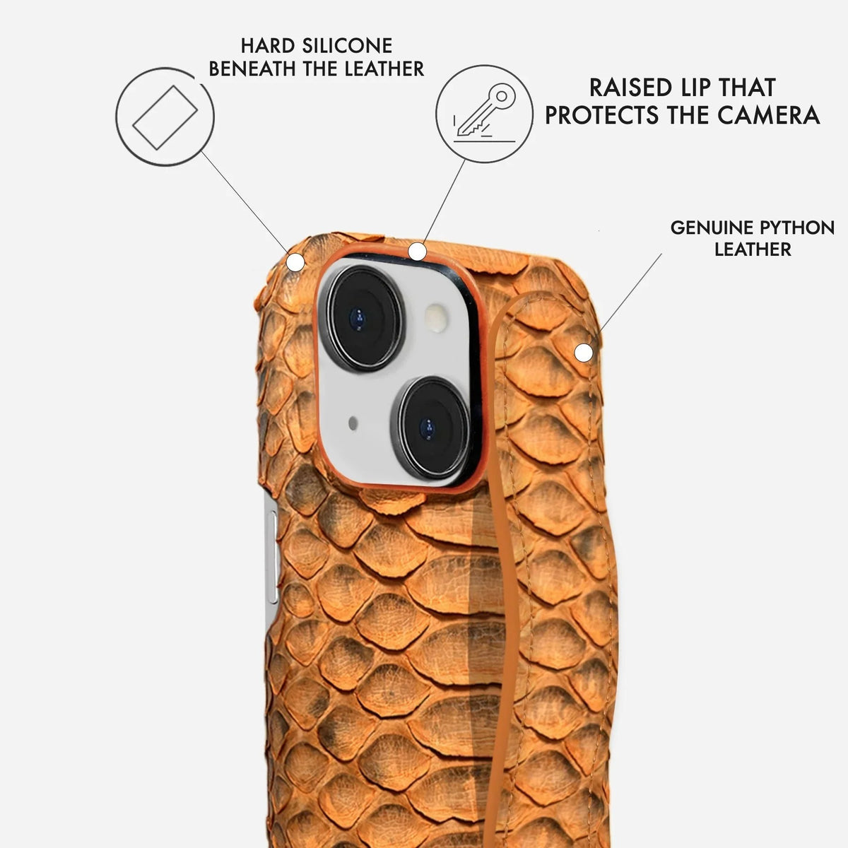 iPhone 15 Python Leather Case — Python Handle