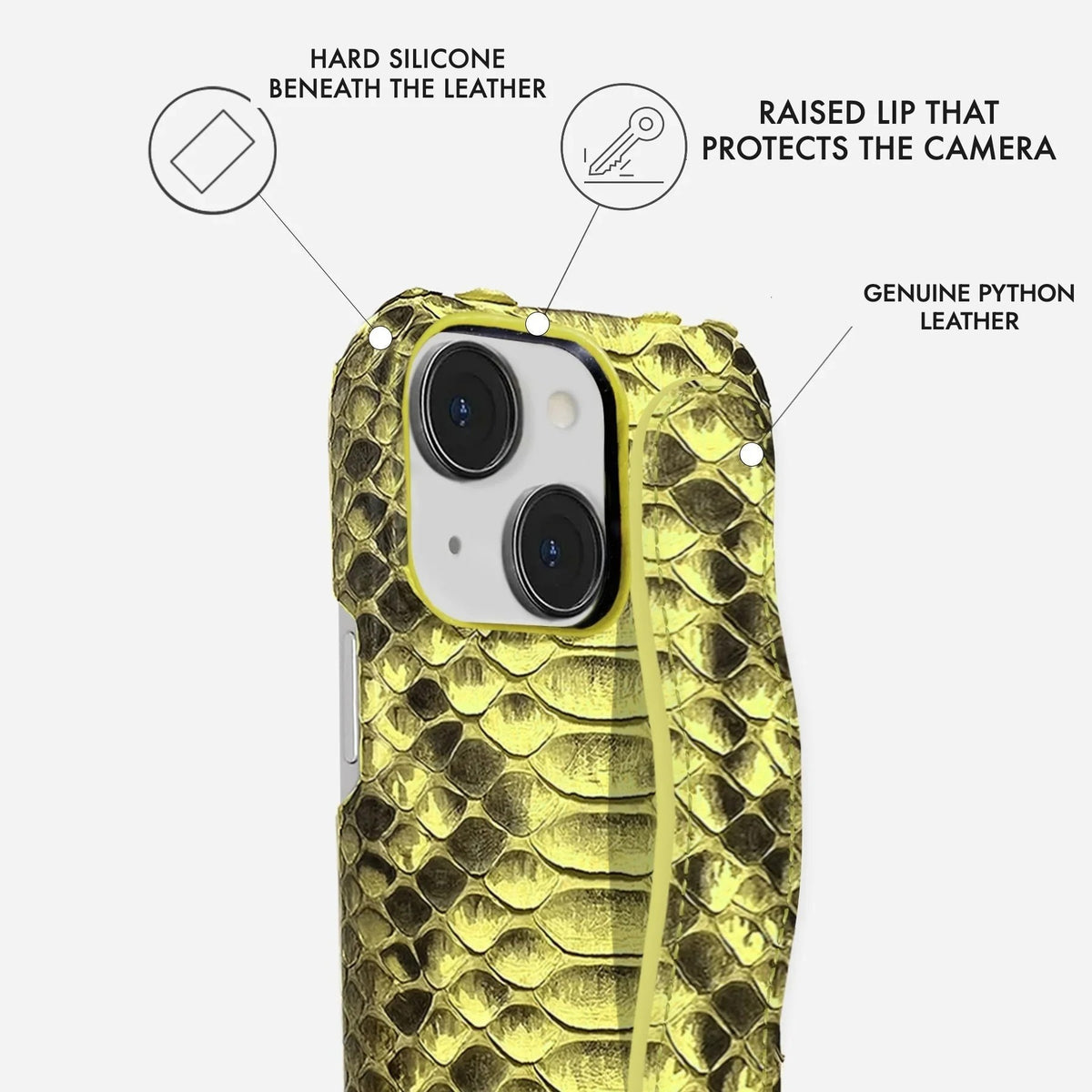 iPhone 15 Plus Python Leather Case — Python Handle