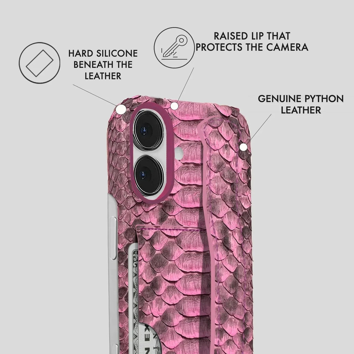 iPhone 16 Python Leather Case — Python Handle Cardholder