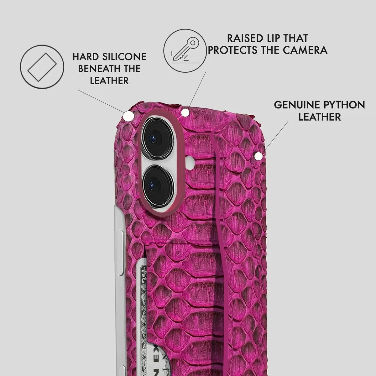 iPhone 16 Python Leather Case — Python Handle Cardholder
