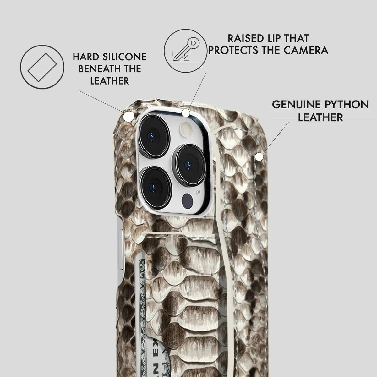 iPhone 14 Pro Python Leather Case — Python Handle Cardholder