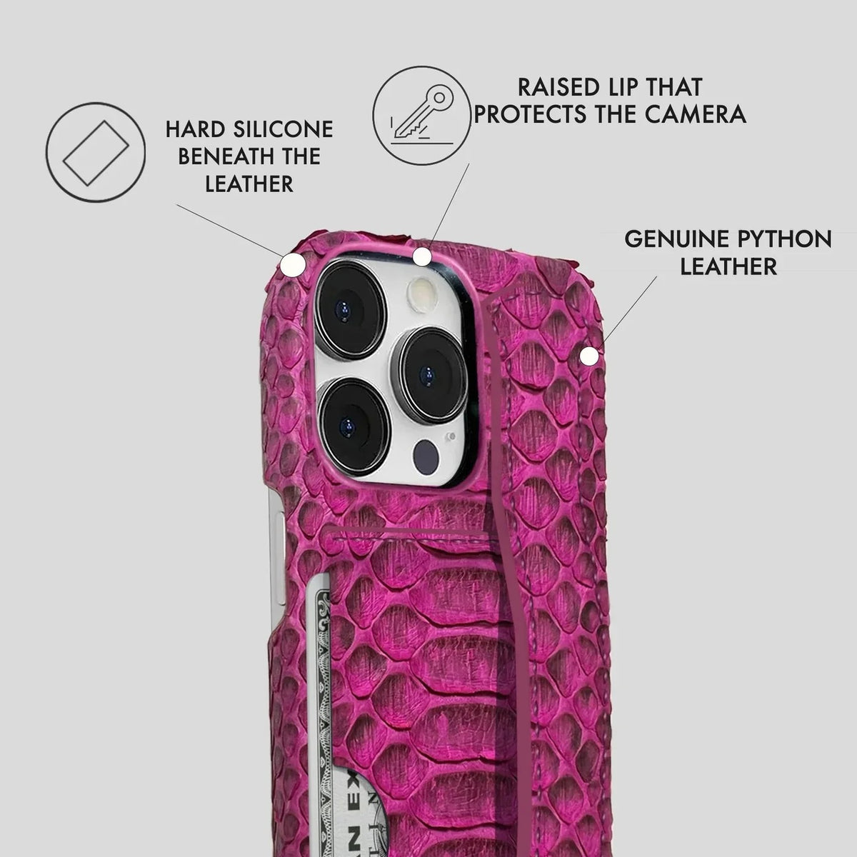iPhone 13 Pro Python Leather Case — Python Handle Cardholder