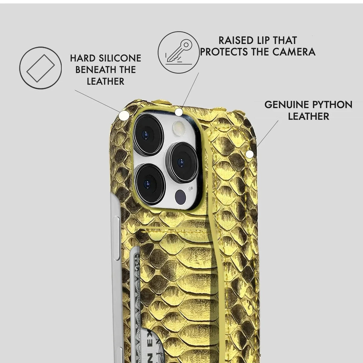 iPhone 16 Pro Max Python Leather Case — Python Handle Cardholder