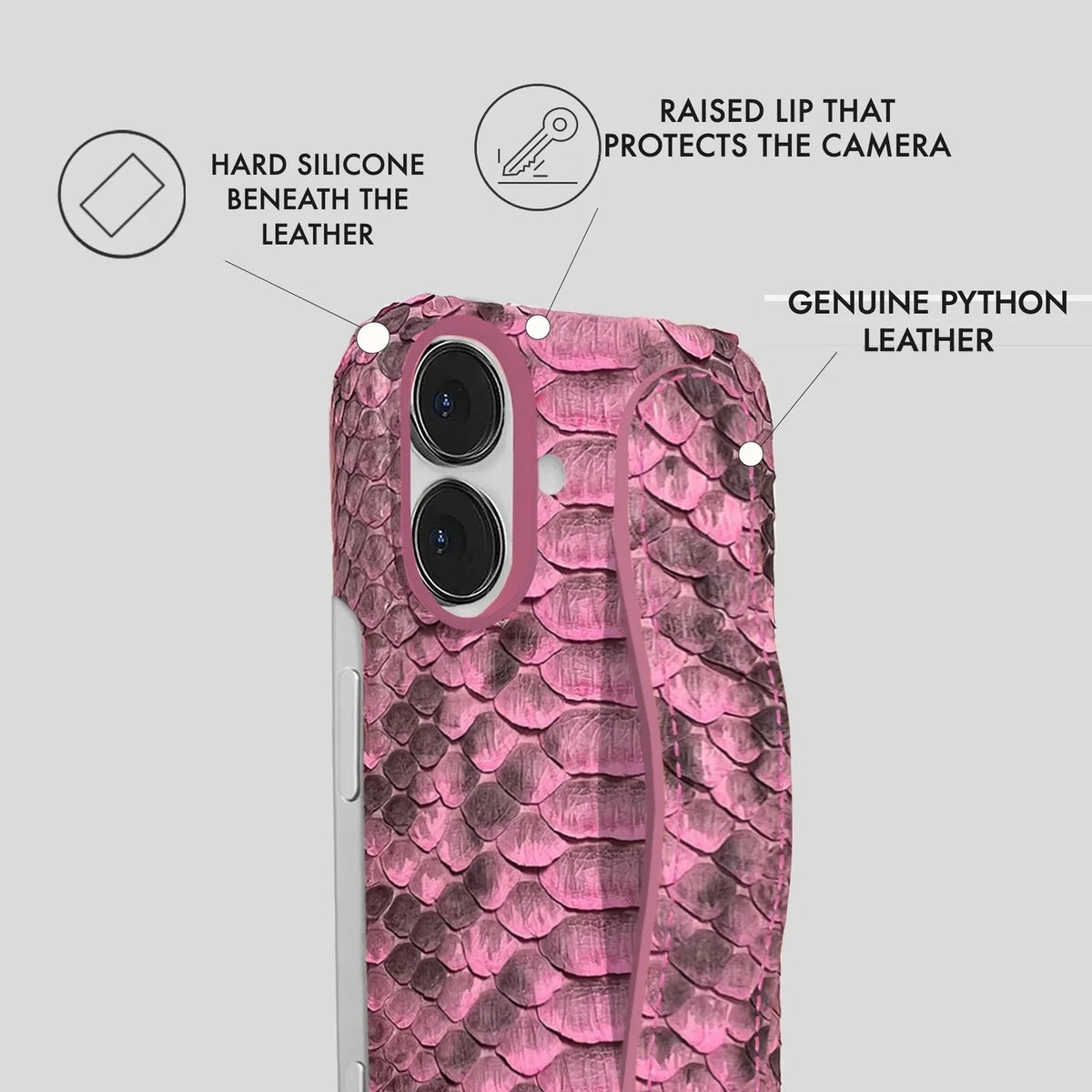 iPhone 16 Python Leather Case — Python Handle