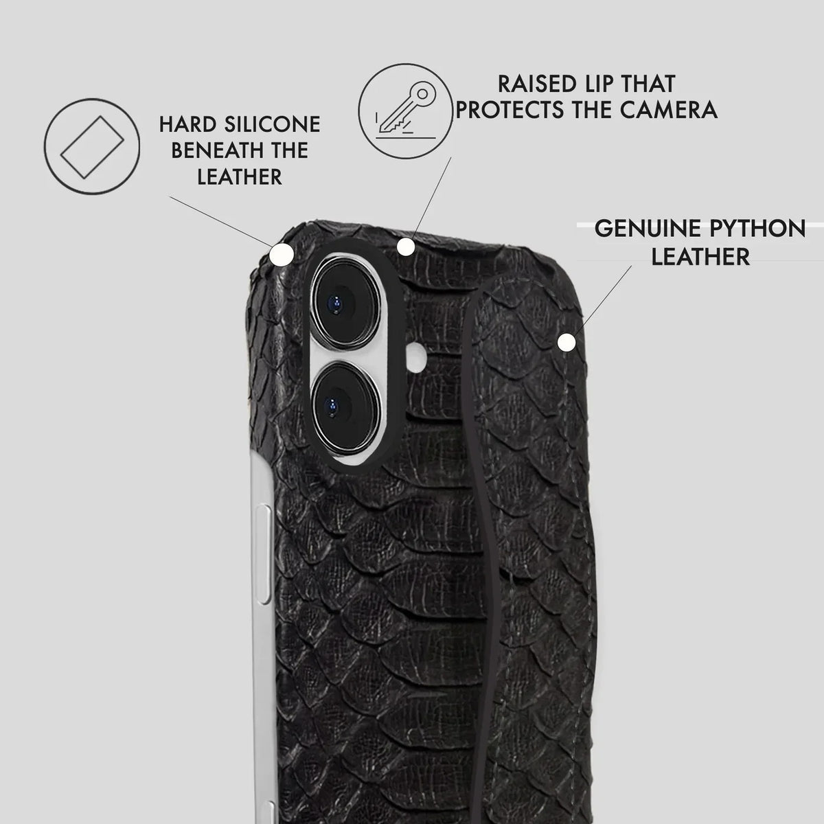 iPhone 16 Python Leather Case — Python Handle